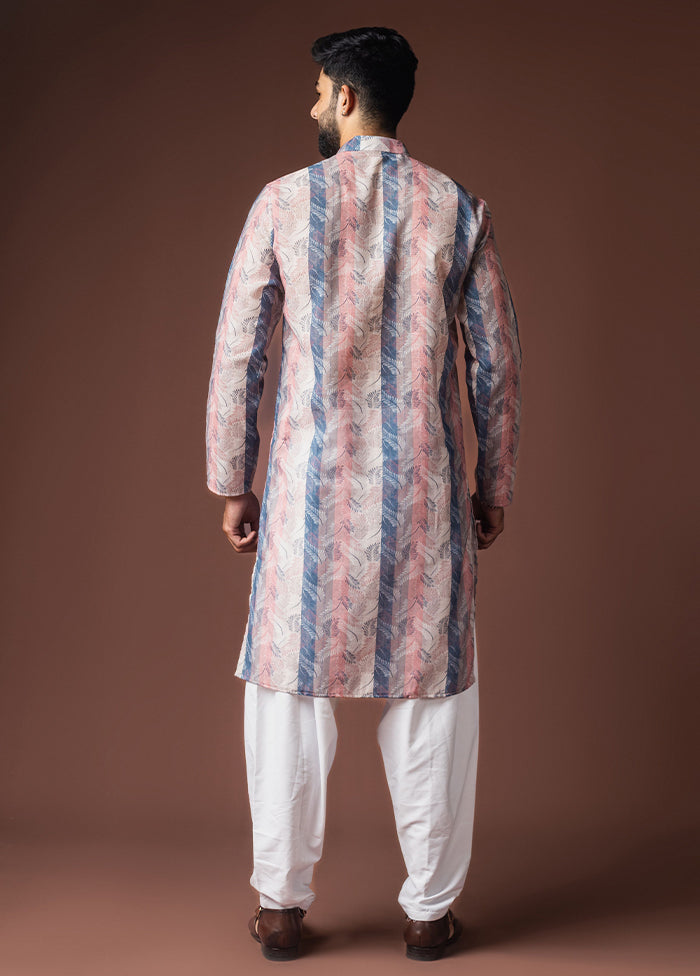Rangoli Jodi – White Cotton Saree & Multicolor Silk Kurta Set