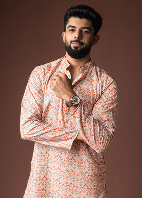 Peach Silk Kurta & Pajama Set