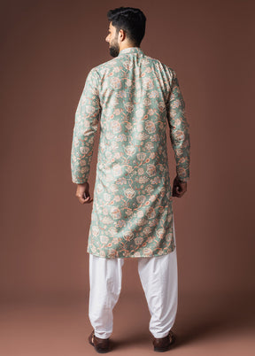 Green Silk Kurta & Pajama Set