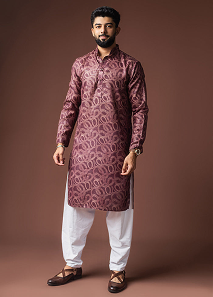 Wine Silk Kurta & Pajama Set