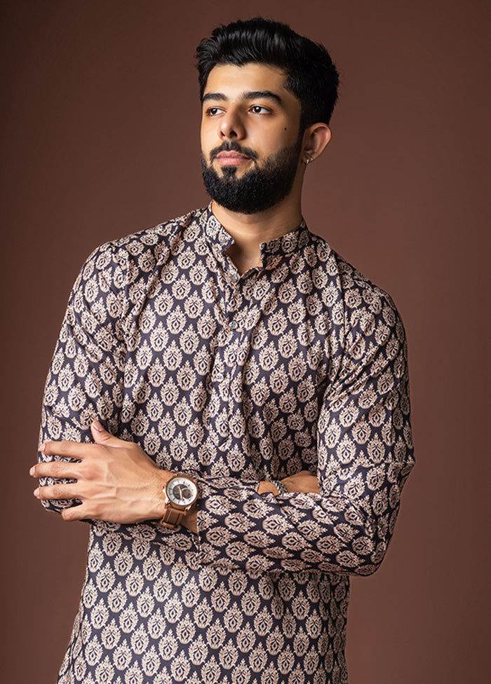 Black Silk Kurta & Pajama Set