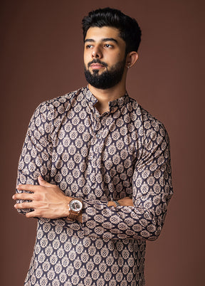 Black Silk Kurta & Pajama Set