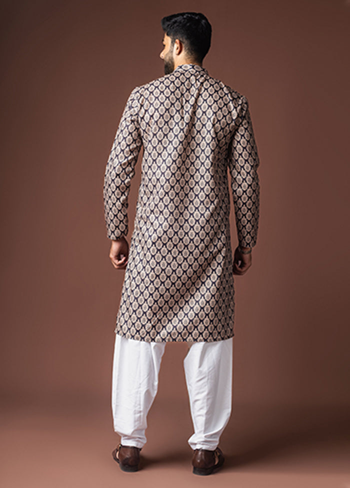 Black Silk Kurta & Pajama Set