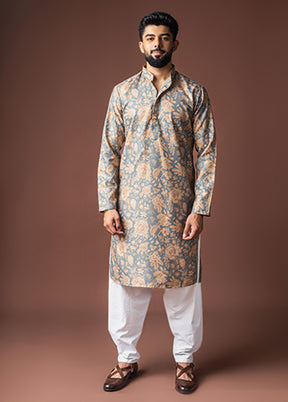 Grey Silk Kurta & Pajama Set
