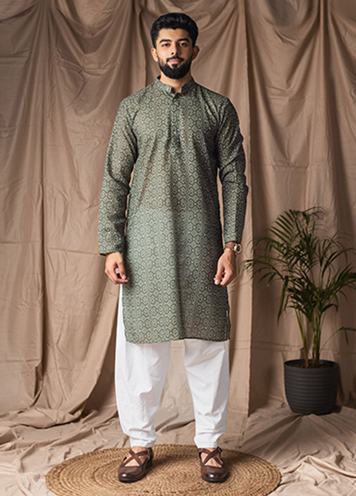 Green Silk Kurta & Pajama Set