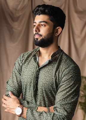 Green Silk Kurta & Pajama Set
