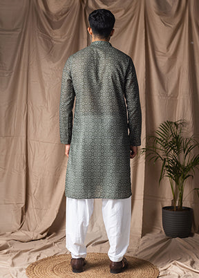 Green Silk Kurta & Pajama Set