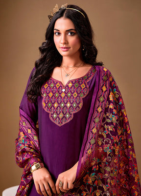 3 Pc Purple Silk Suit Set