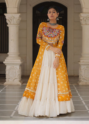 Cream Cotton Lehenga Set
