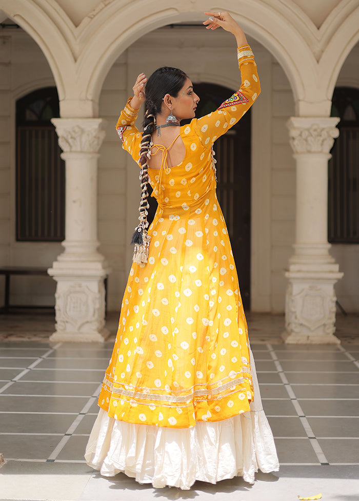 lehenga dress cotton Navratri Collection Yellow Color Cotton Embroidery With Mirror Work De Vastra Shop