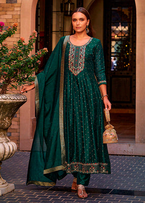 3 Pc Green Silk Suit Set
