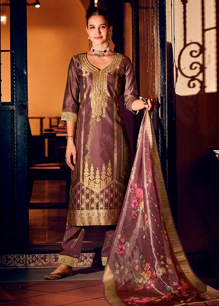 3 Pc Purple Silk Suit Set