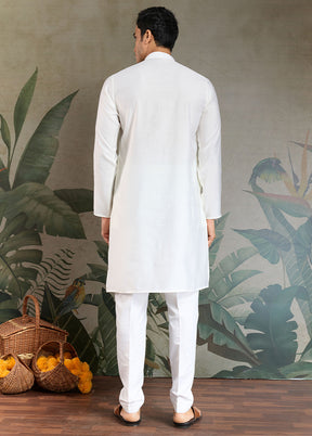 White Viscose Kurta With Dupatta