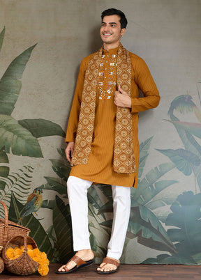 Yellow Viscose Kurta With Dupatta