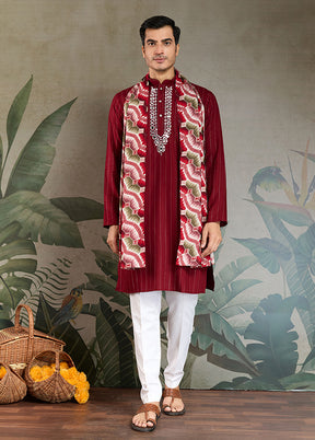 Maroon Viscose Kurta & Pajama Set