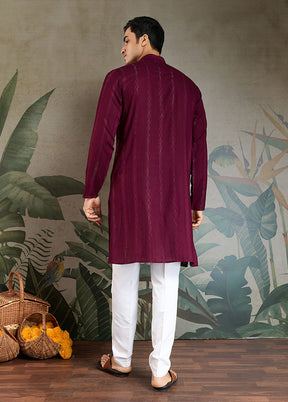 Purple Viscose Kurta & Pajama Set