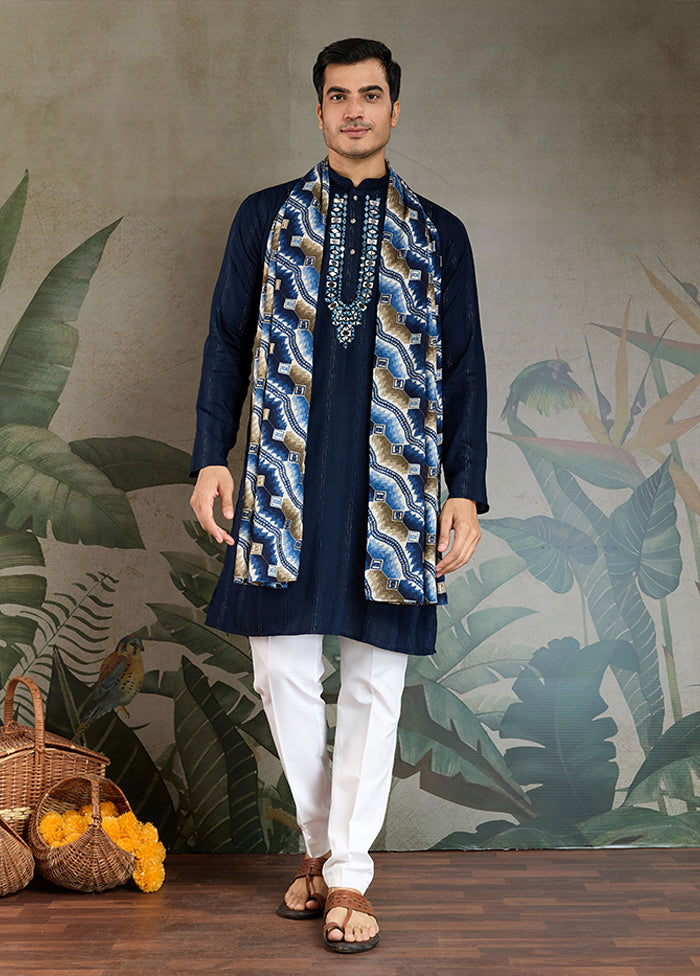 Blue Viscose Kurta & Pajama Set