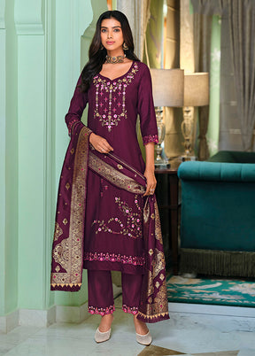 3 Pc Purple Silk Suit Set