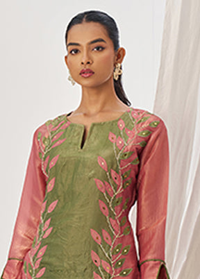 3 Pc Pink Silk Suit Set