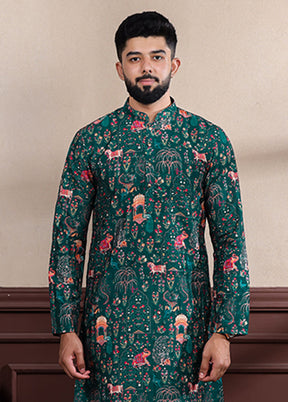 Green Cotton Kurta & Pajama Set