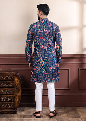 Blue Cotton Kurta & Pajama Set