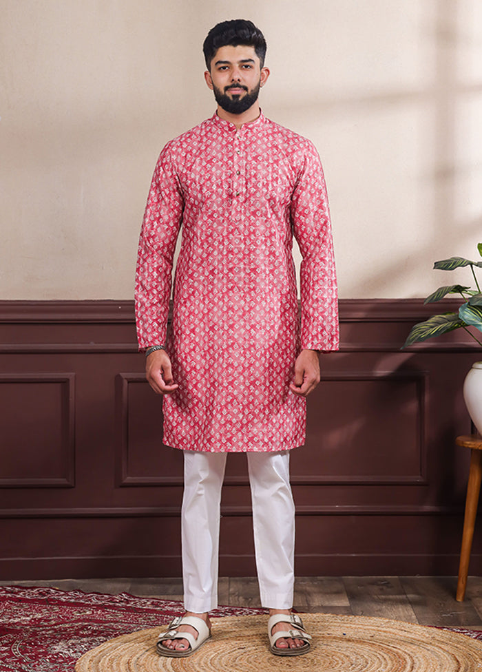 Red Cotton Kurta & Pajama Set