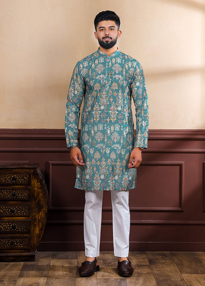 Blue Cotton Kurta & Pajama Set