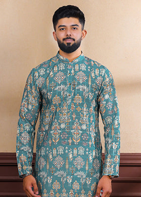 Blue Cotton Kurta & Pajama Set