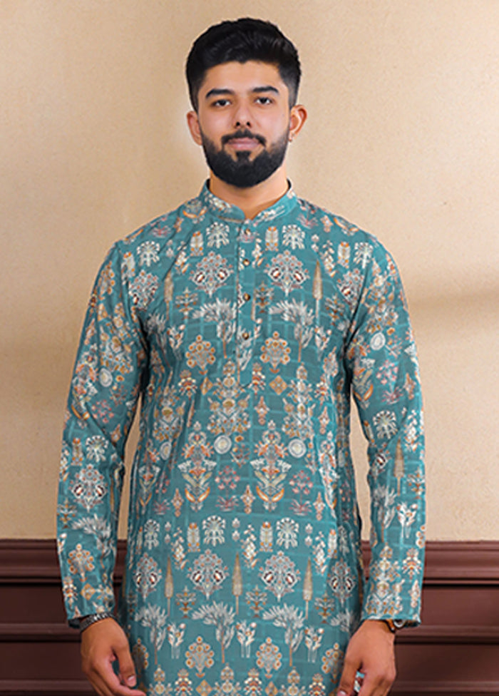 Blue Cotton Kurta & Pajama Set