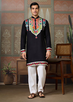 Black Cotton Kurta
