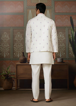 White Viscose Kurta & Pajama Set
