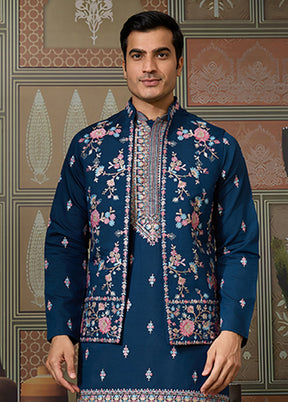 Blue Viscose Kurta & Pajama Set
