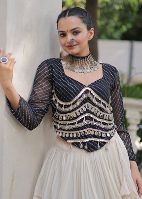 Black Cotton Lehenga Set