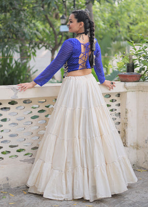 Blue Cotton Lehenga Set