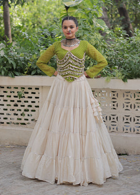 Green Cotton Lehenga Set