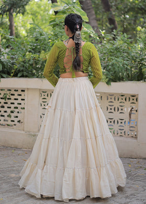 Green Cotton Lehenga Set