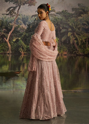 Purple Net Lehenga Set