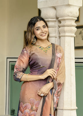 3 Pc Peach Silk Suit Set