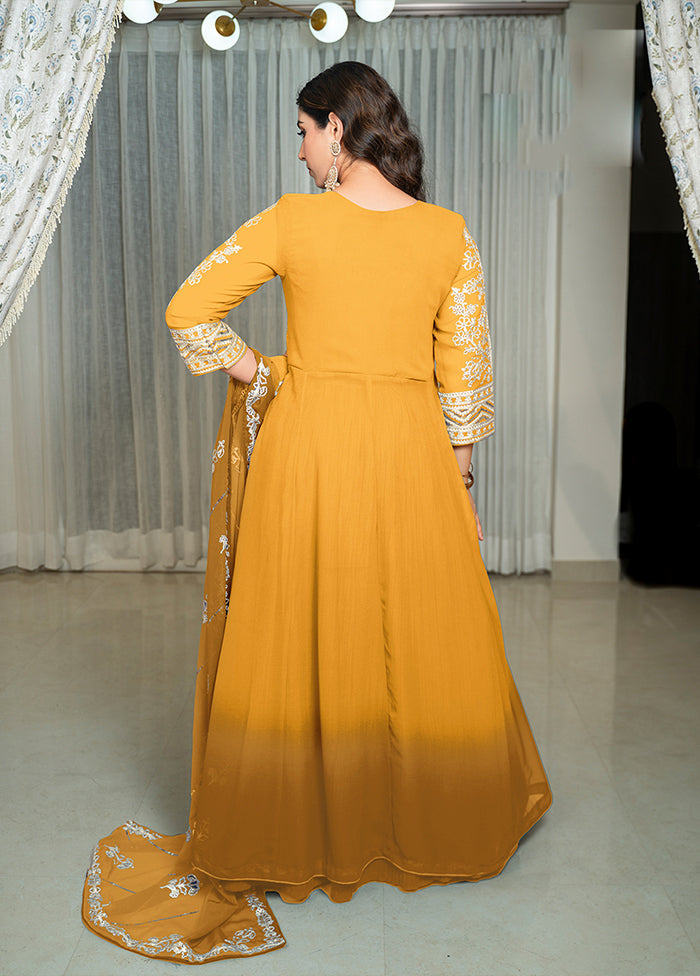 3 Pc Yellow Georgette Suit Set