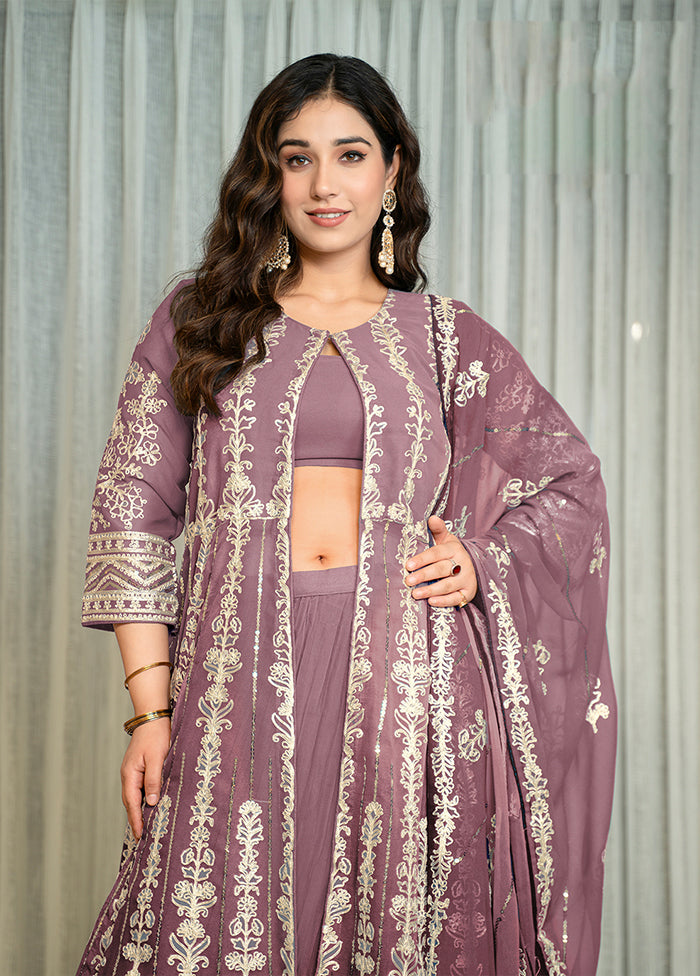 3 Pc Lavender Georgette Suit Set