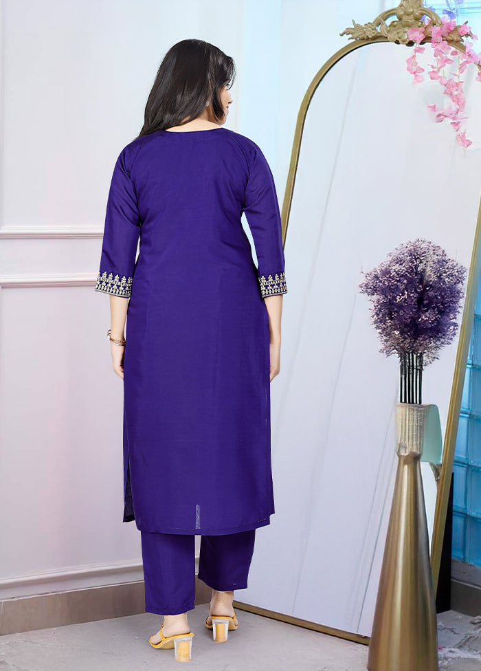 3 Pc Blue Silk Suit Set