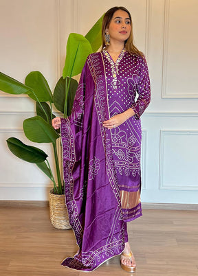 3 Pc Lavender Silk Suit Set