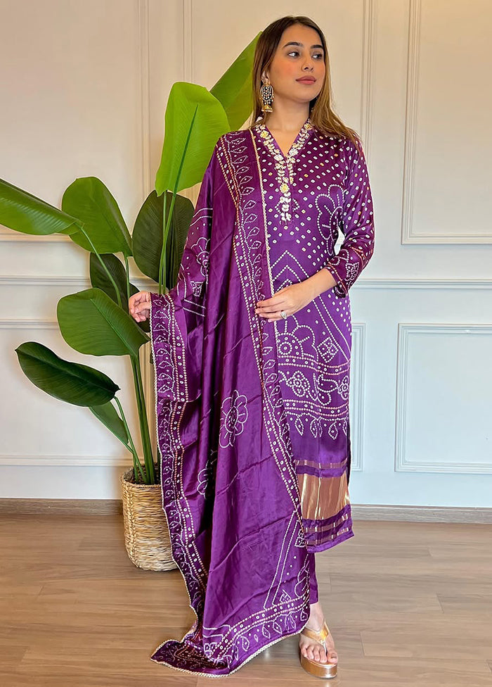 3 Pc Lavender Silk Suit Set