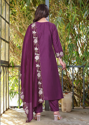 3 Pc Purple Silk Suit Set