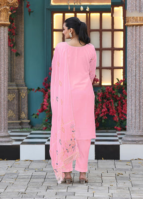 3 Pc Pink Georgette Suit Set