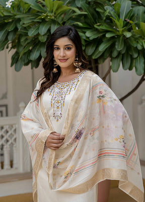 3 Pc Cream Silk Suit Set