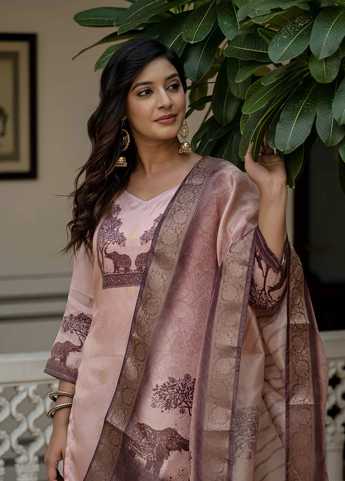 3 Pc Pink Silk Suit Set