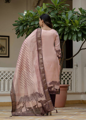 3 Pc Pink Silk Suit Set
