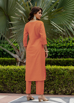 3 Pc Orange Silk Suit Set