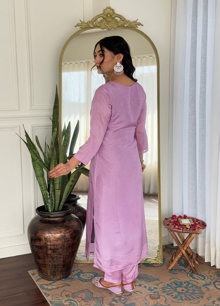 3 Pc Lavender Silk Suit Set